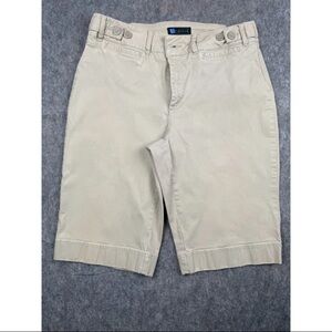 Relativity Bermuda Shorts Women's Size 10 Beige Cotton Flat Front Classic Casual